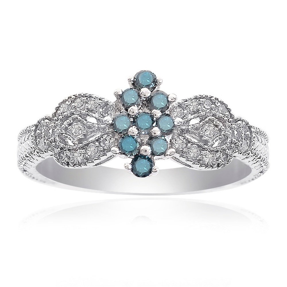 0.30 Carat Blue and White Diamond Women Ring